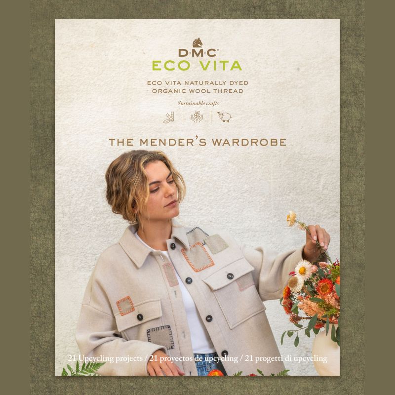 DMC  The Menders Wardrobe, Eco Vita Naturally Dyed Organic Wool Thread, Weaving and Embellishing Pattern Book