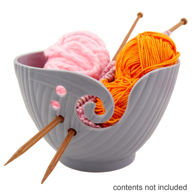 Hemline Knitting Yarn Bowl Plastic - Cool Grey