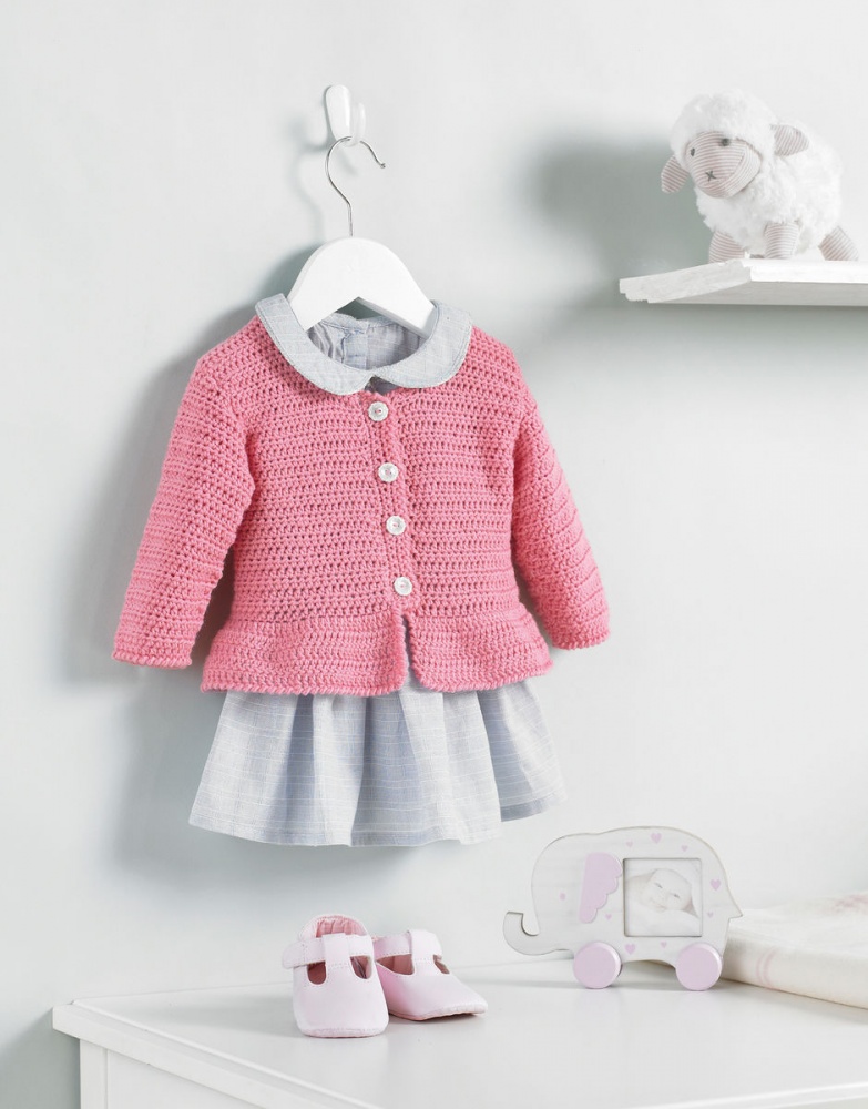 Crochet Pattern Baby Girl Cardigan in Snuggly 4 Ply
