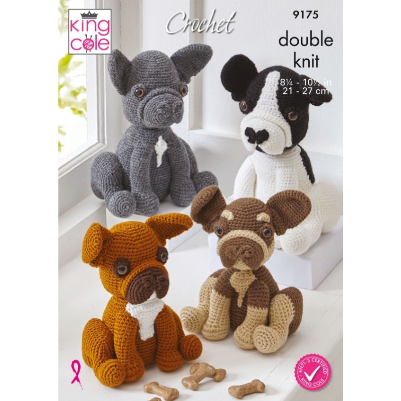 King Cole  Toy Dog: Amigurumi French Bulldogs Crocheted in Big Value DK 50g & Pricewise DK