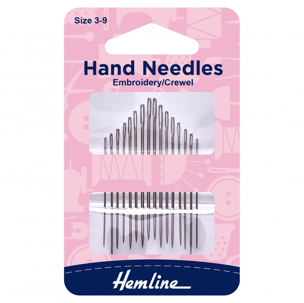 Hemline Hand Sewing Needles Embroidery Crewel  Size 3-9 16 Pieces