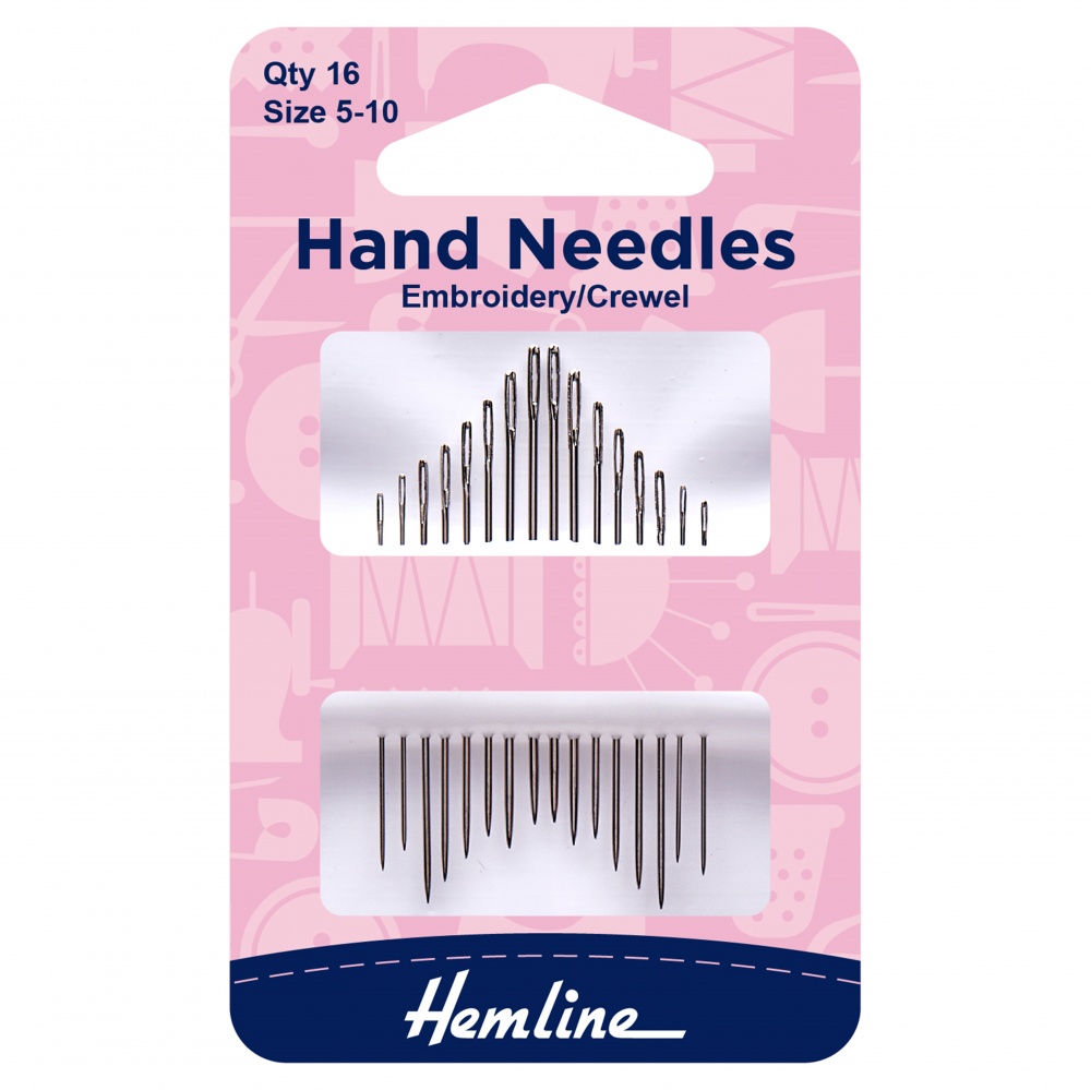 Hemline Hand Sewing Needles Embroidery Crewel size 5-10 16 Pieces