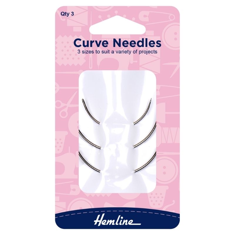 Hemline Hand Sewing Needles Curved set of 3