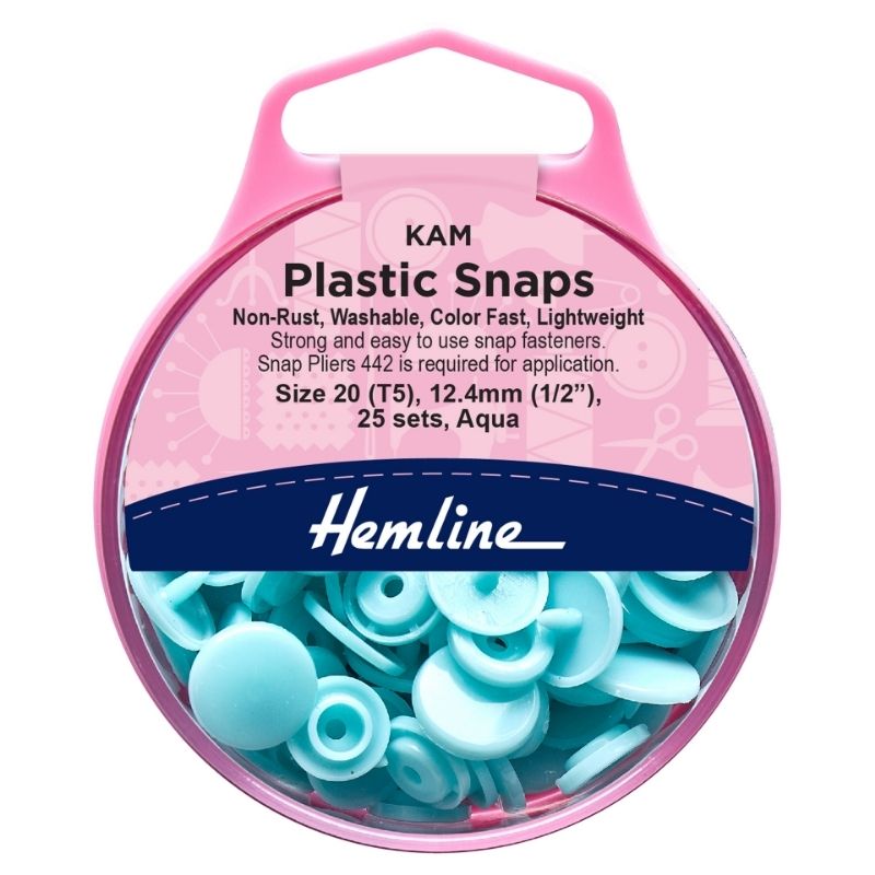 Hemline Snap Fasteners Plastic KAM 12.4mm (pack of 25) Aqua