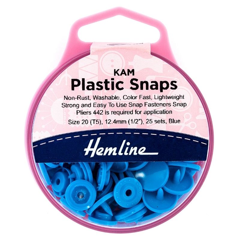 Hemline Snap Fasteners Plastic KAM 12.4mm (pack of 25) Blue