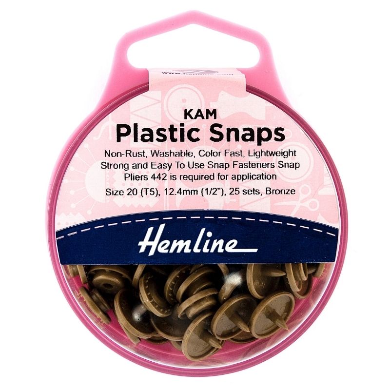 Hemline Snap Fasteners Plastic KAM 12.4mm (pack of 25) Bronze