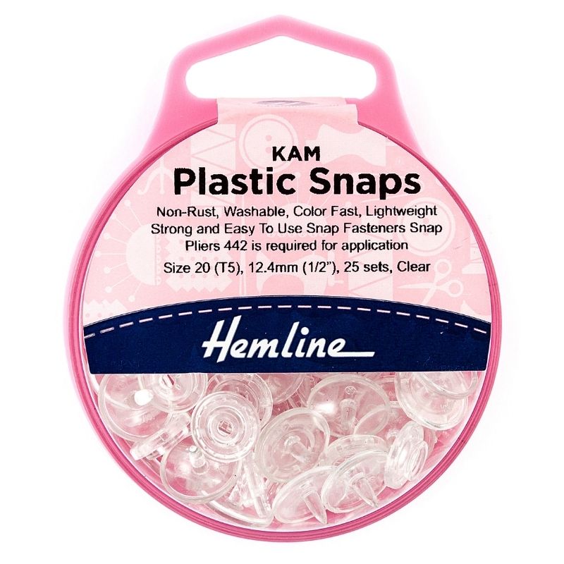 Hemline Snap Fasteners Plastic KAM 12.4mm (pack of 25) Clear