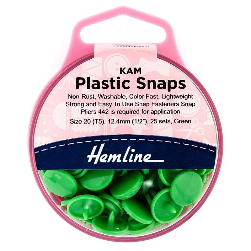 Hemline Snap Fasteners Plastic KAM 12.4mm (pack of 25) Green