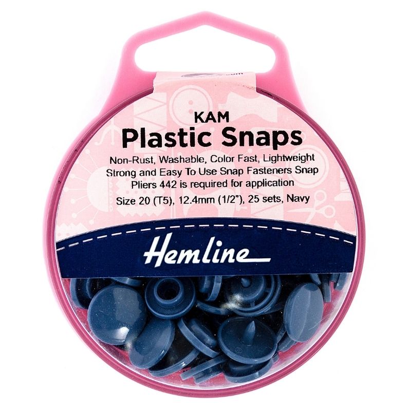 Hemline Snap Fasteners Plastic KAM 12.4mm (pack of 25) Navy