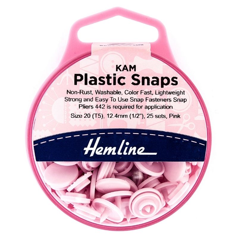 Hemline Snap Fasteners Plastic KAM 12.4mm (pack of 25) Pink
