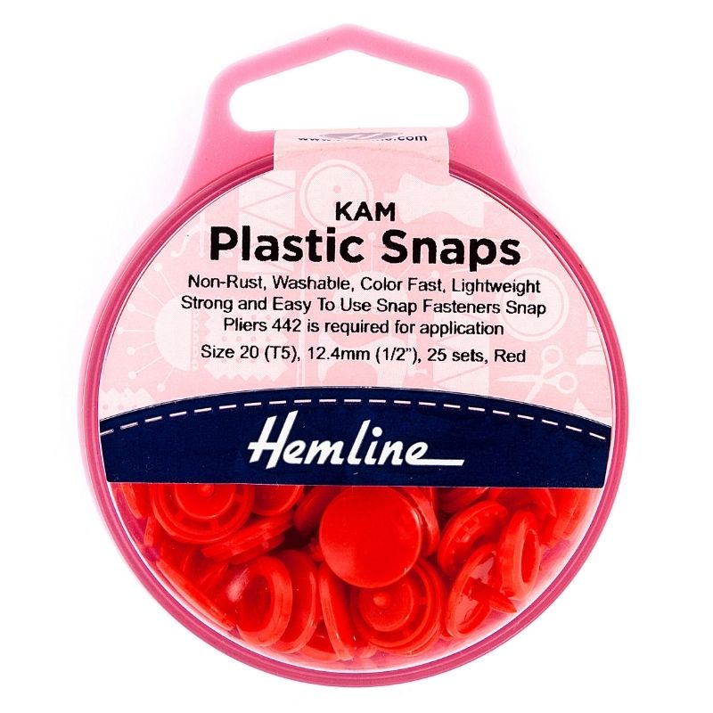 Hemline Snap Fasteners Plastic KAM 12.4mm (pack of 25) Red
