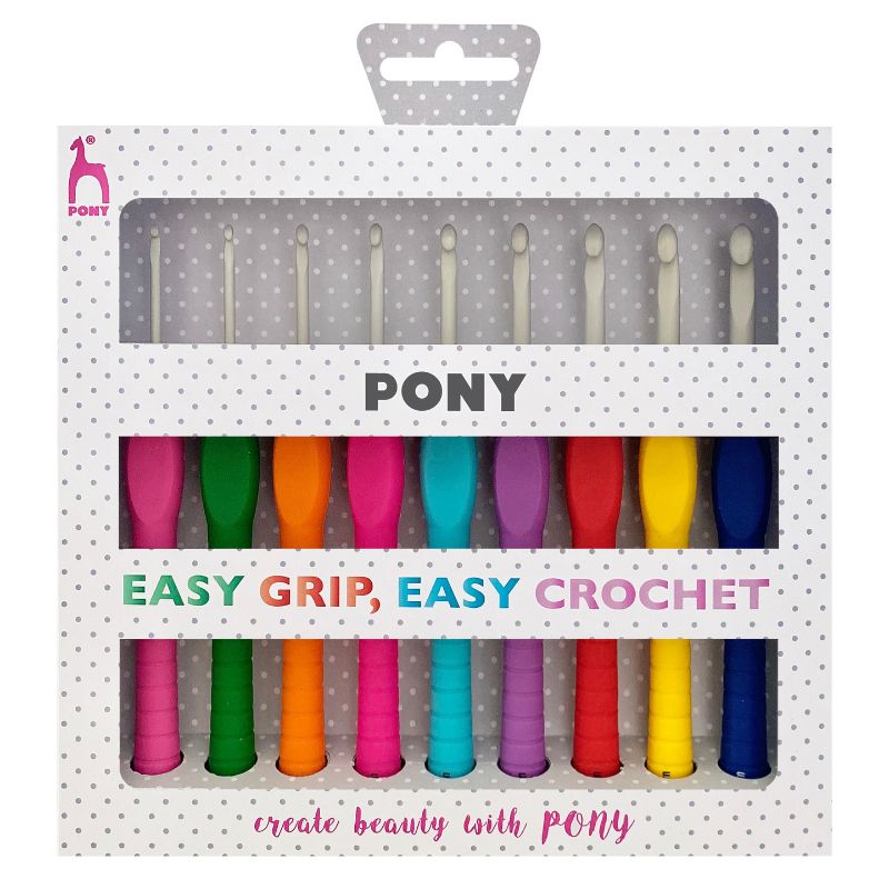 PONY Crochet Hook Set Easy Grip Set of 9