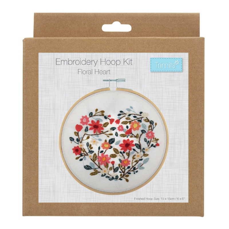 Embroidery Kit with Hoop - Floral Heart