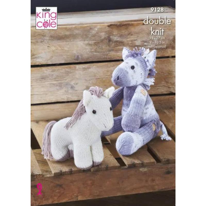 King Cole   Pony with Buttons & Standing Pony Knitted in Cottonsoft DK